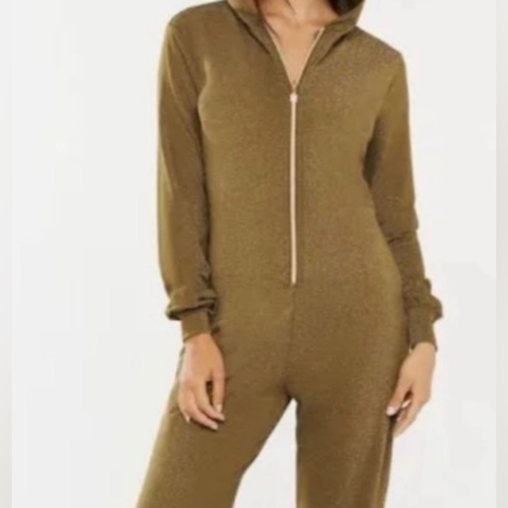 Savage X Fenty Sleep & Shine Hooded Onesie in Military Olive green.
